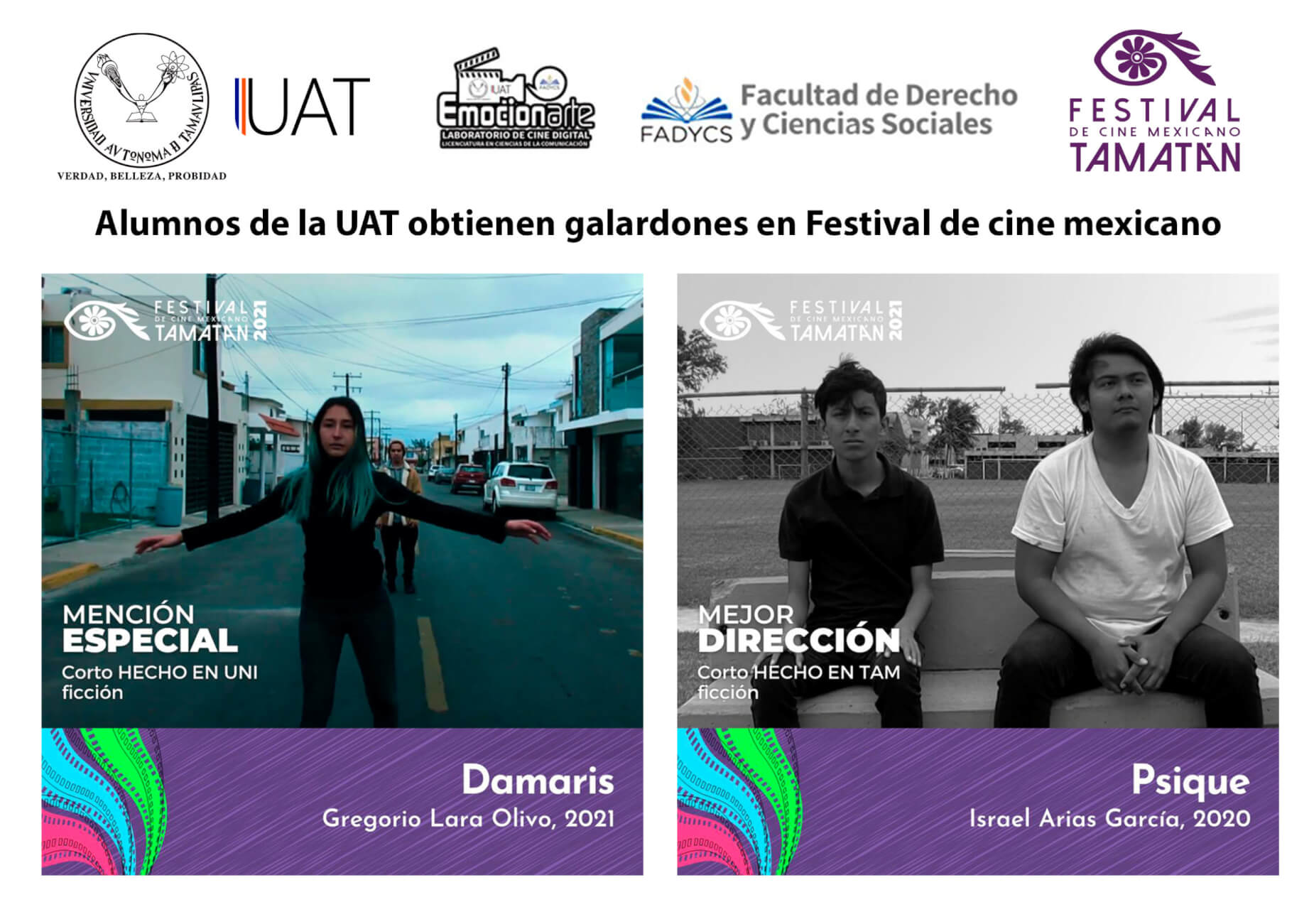 Alumnos de la UAT obtienen galardones en festival de cine mexicano